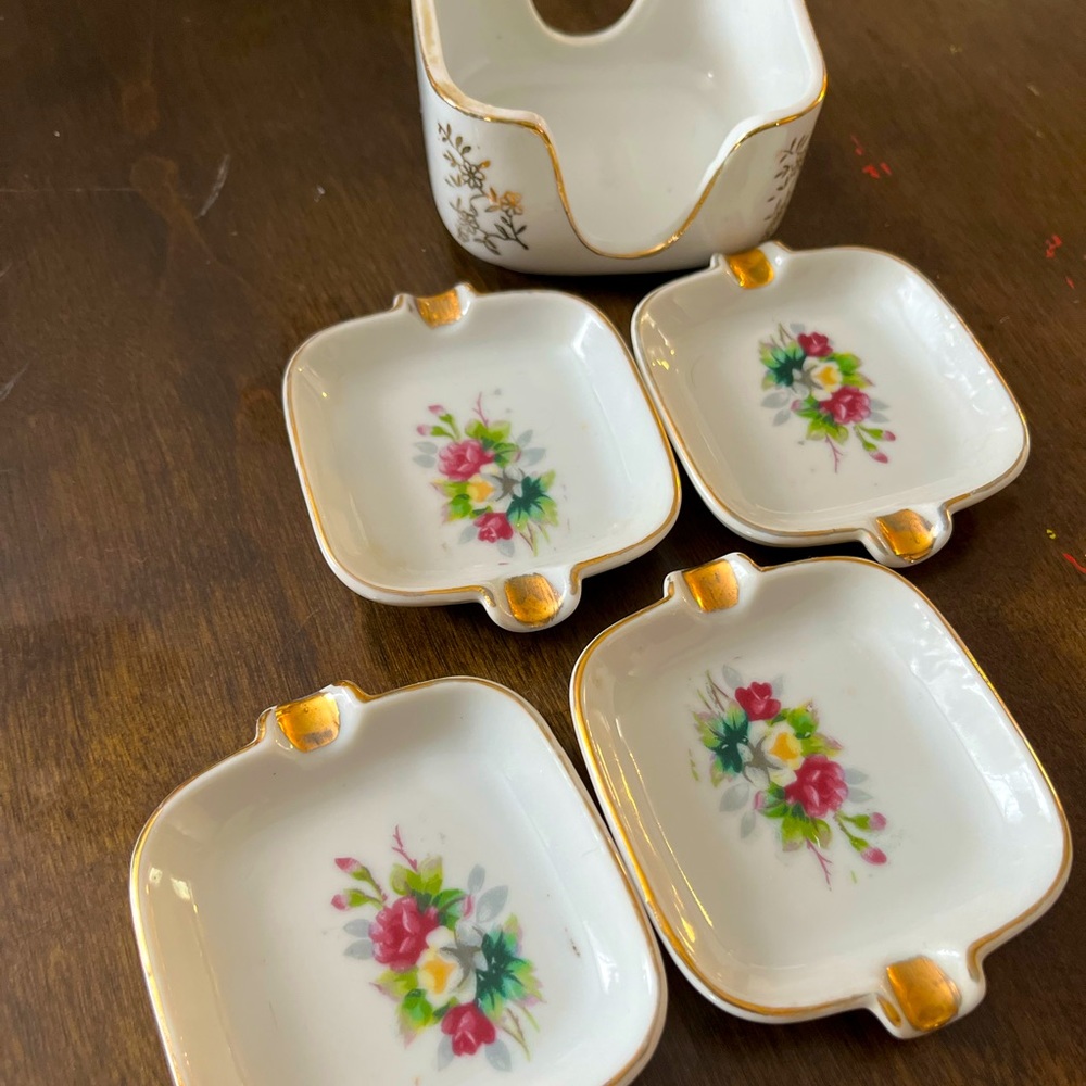 Norcrest japan vintage porcelain gold trim set